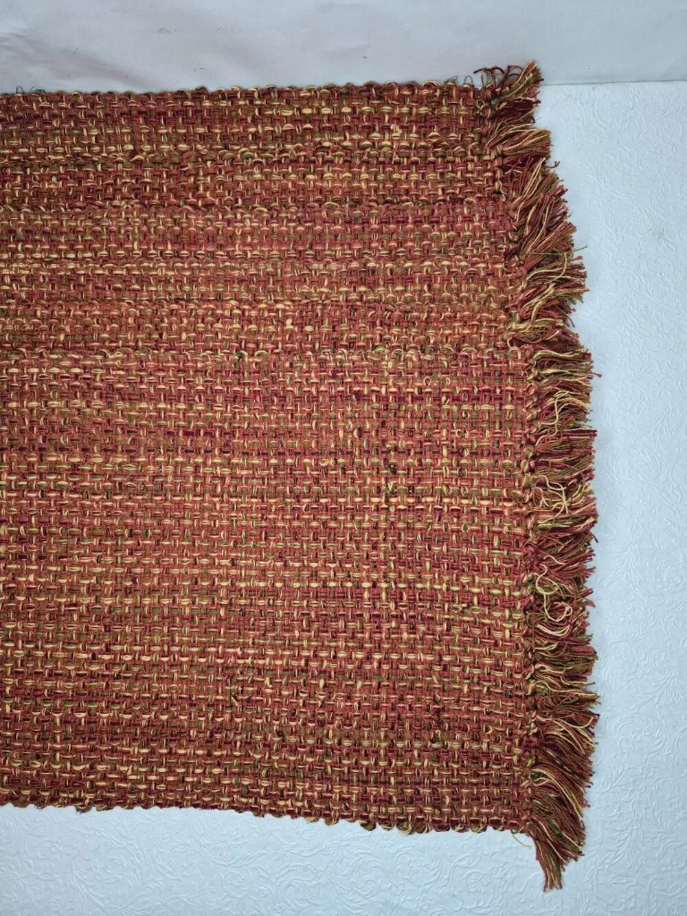 Tweed Autumn Fall Harvest Placemat Rust Orange Maroon Olive Green Brown Set of 6